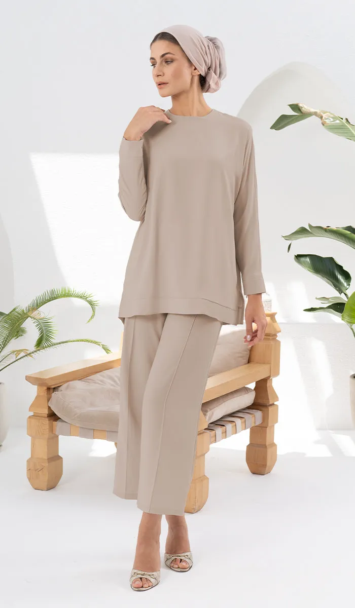 Marvi Loose Dolman Sleeve Shirt - Latte