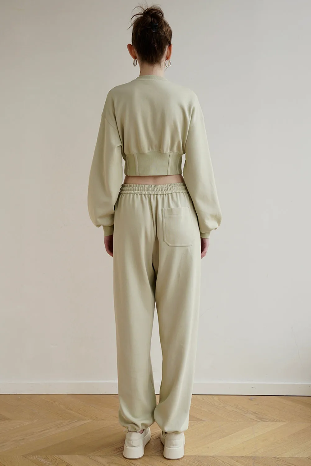 Meadow Mist Green Cropped Pullover and Jogger Pants Set