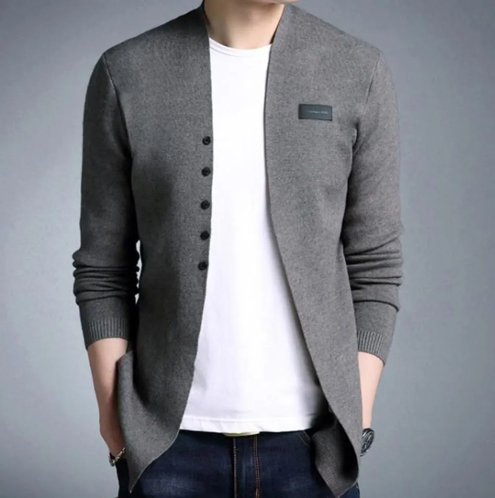 Mens Slim Fit Cardigan with Button Design