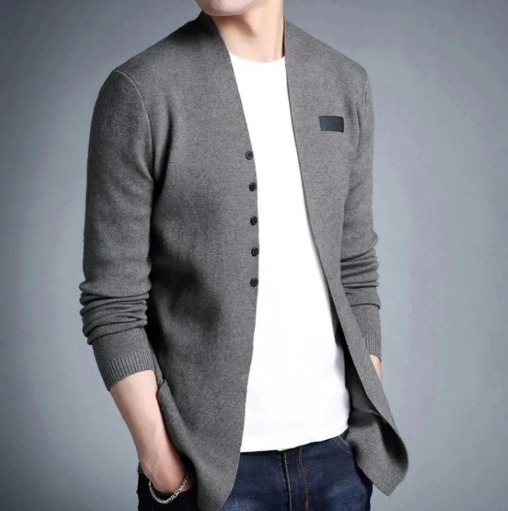 Mens Slim Fit Cardigan with Button Design