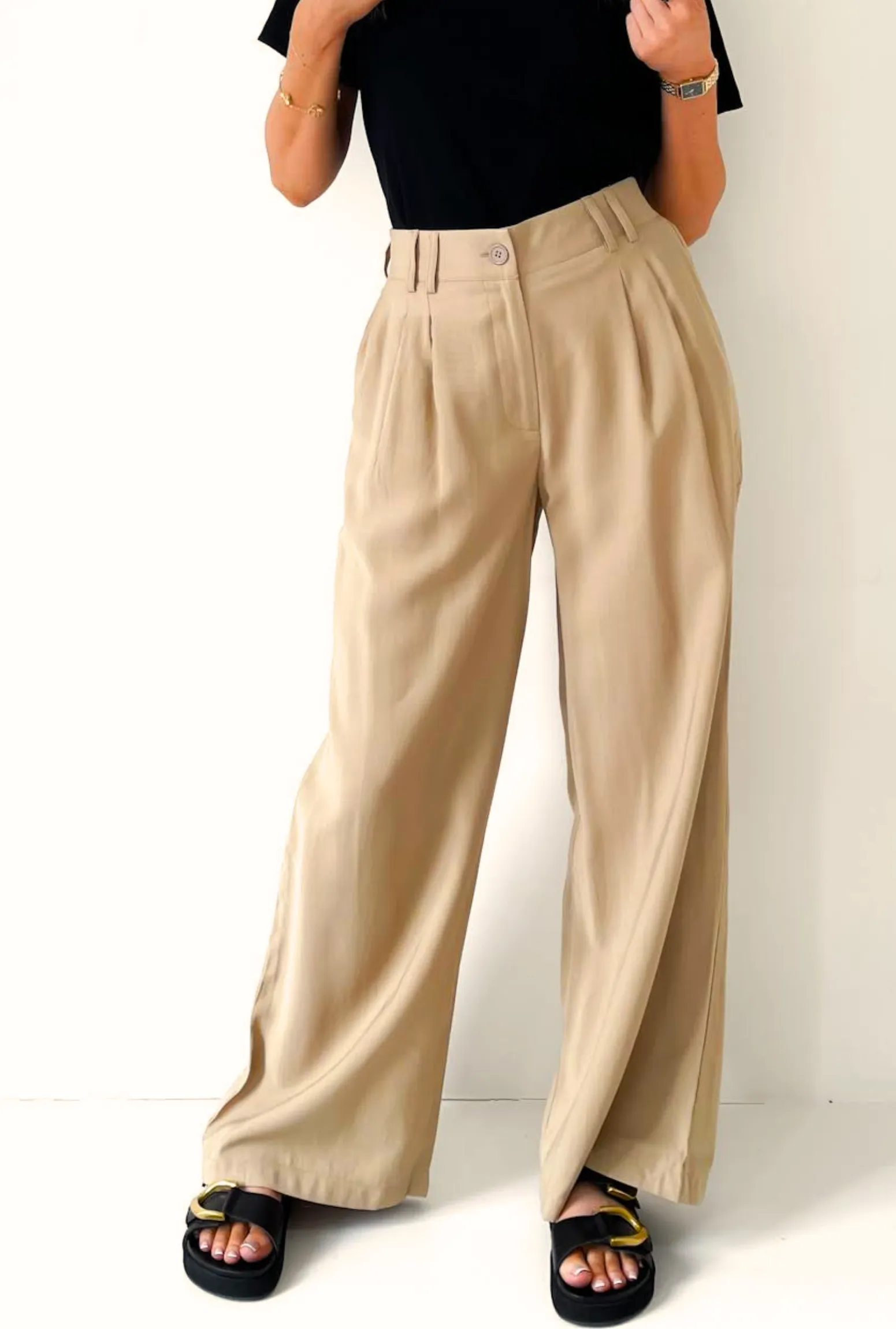 Mim Wide Leg Pants - Biscotti