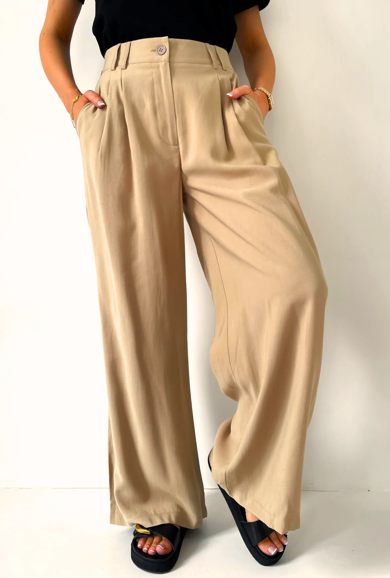 Mim Wide Leg Pants - Biscotti