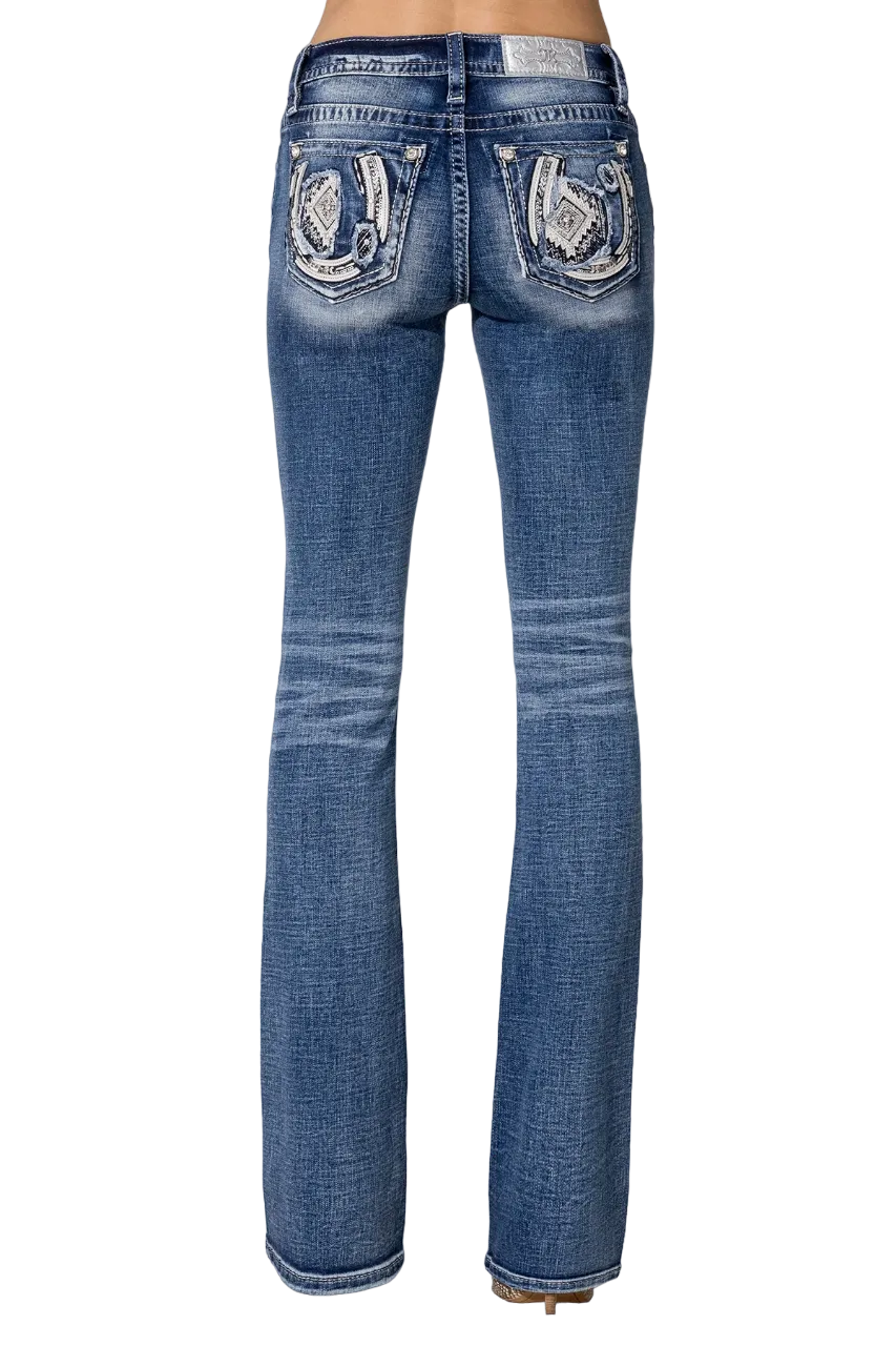 Miss Me Women's Aztec Horseshoe Bootcut Jean