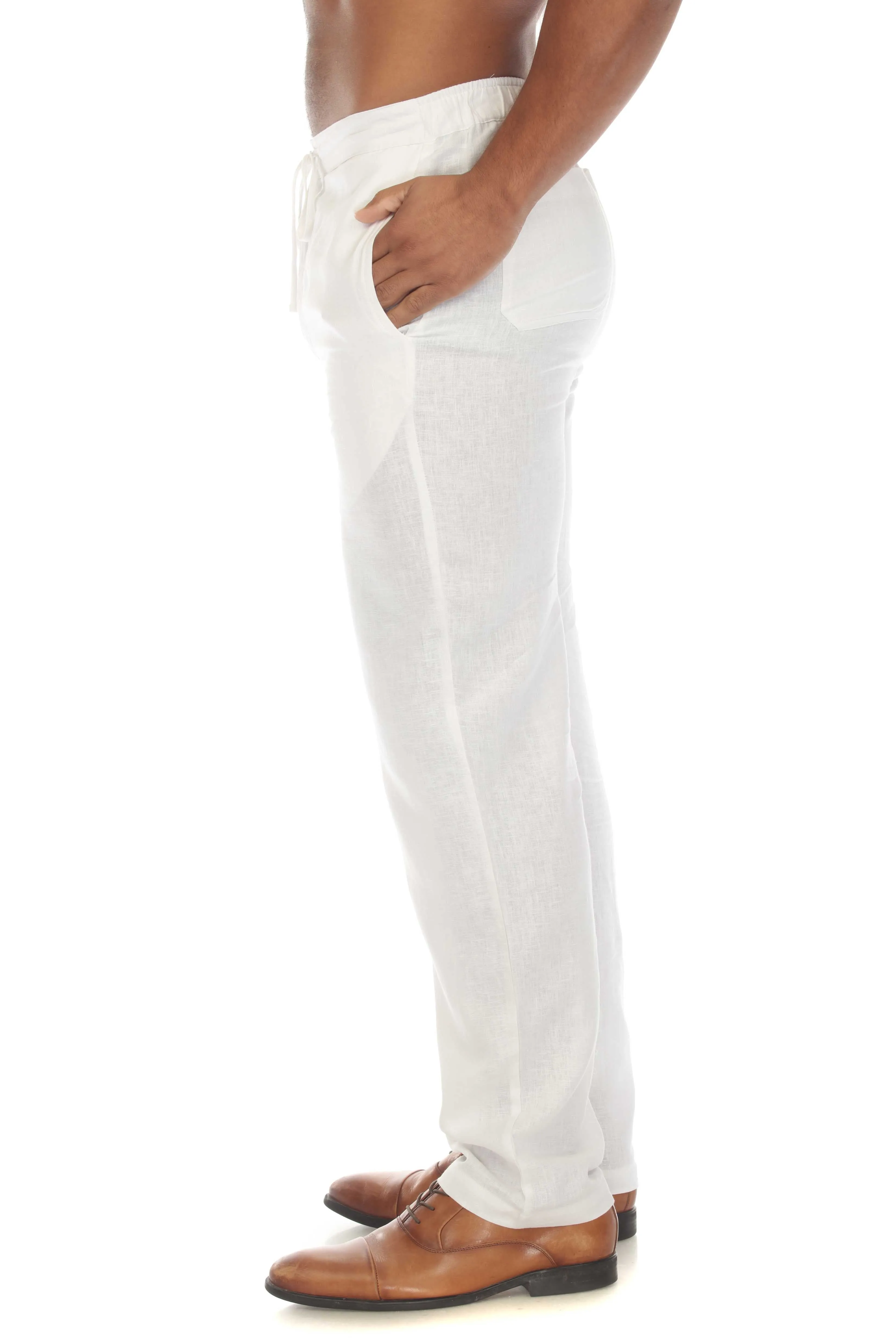 Mojito Men's Causal Beach Resort Wear Drawstring Pants Linen Blend