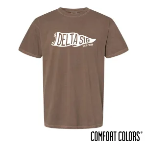 New! Delta Sig Comfort Colors Brown Pennant Short Sleeve Tee