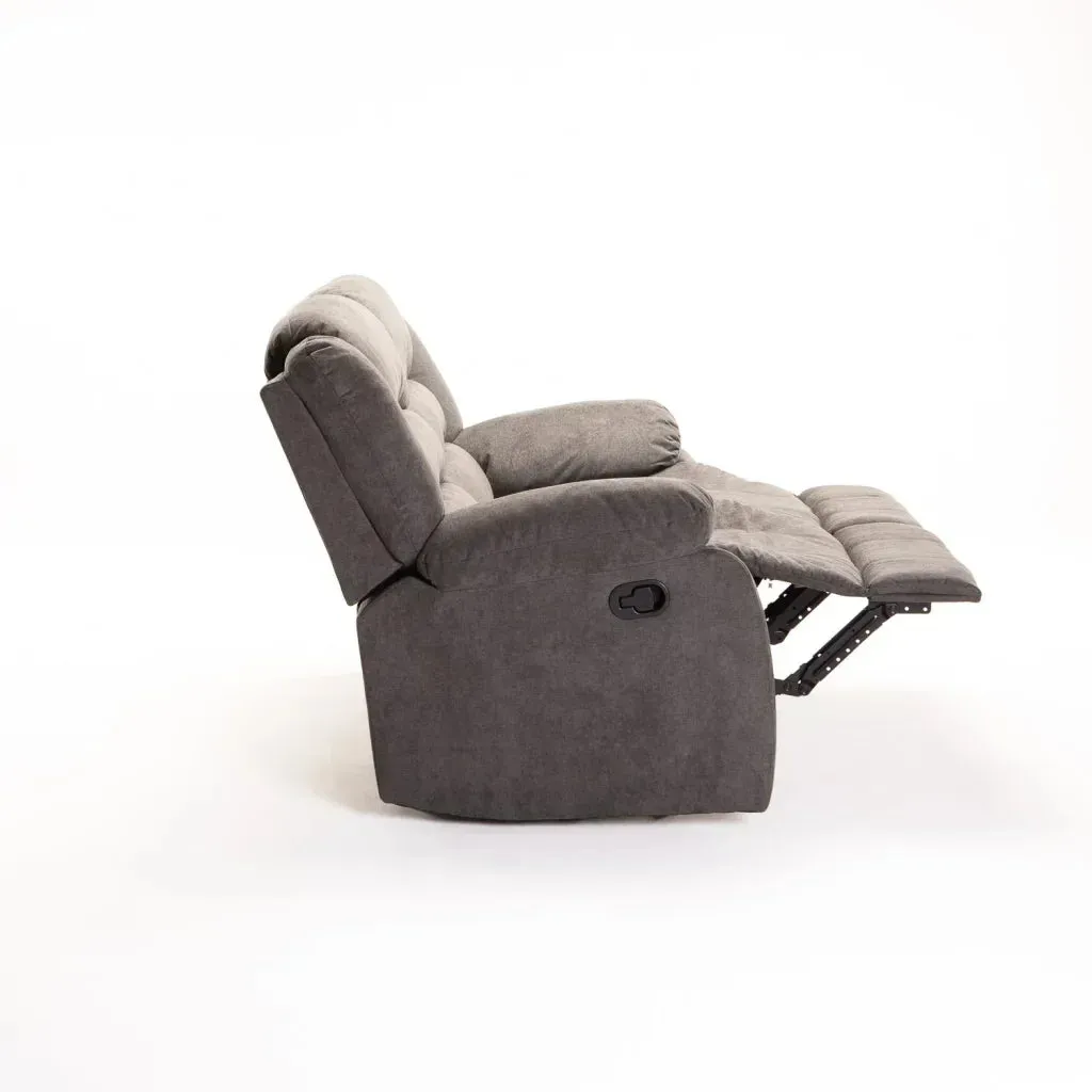 OLI FABRIC 2 SEATER RECLINER - DARK GREY