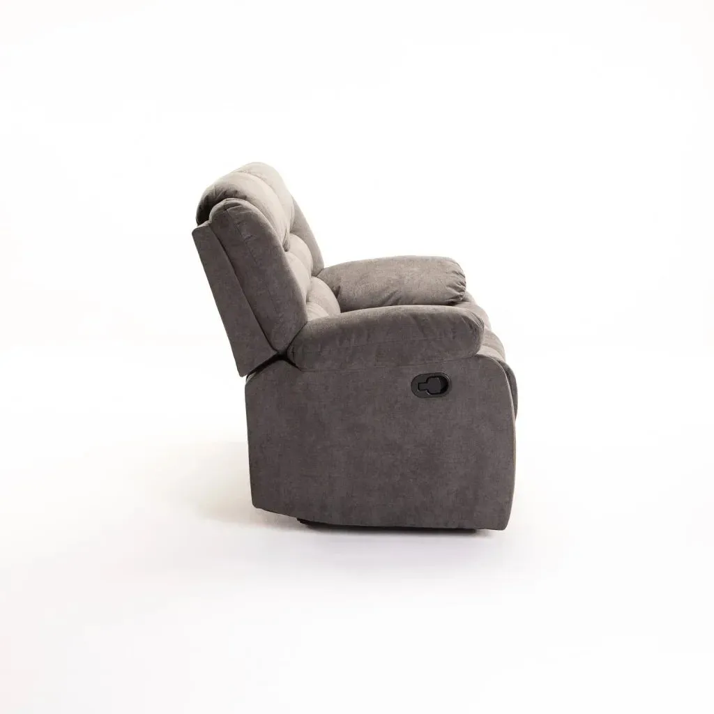 OLI FABRIC 2 SEATER RECLINER - DARK GREY