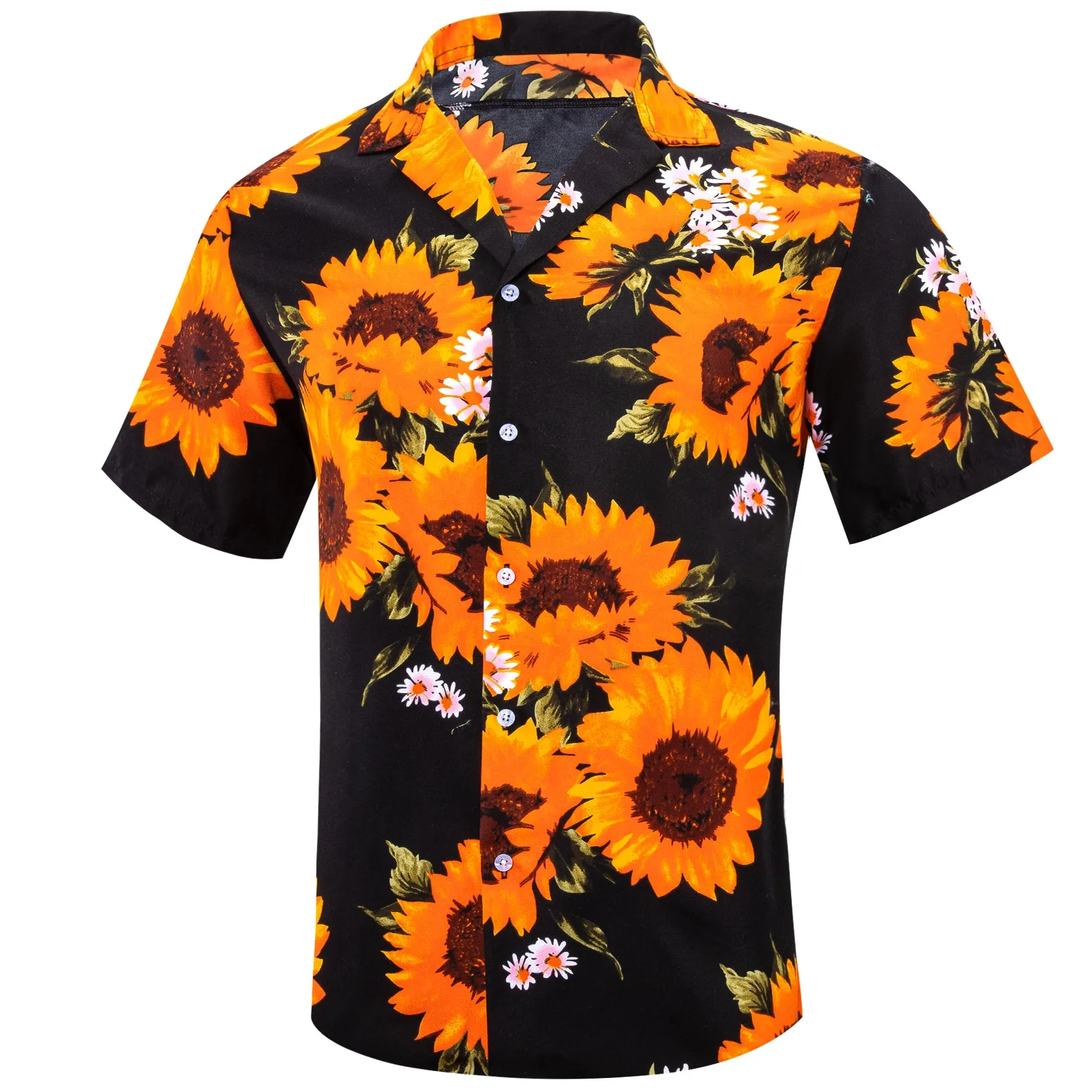 Orange Sunflower Men's Short Sleeve Summer Shirt