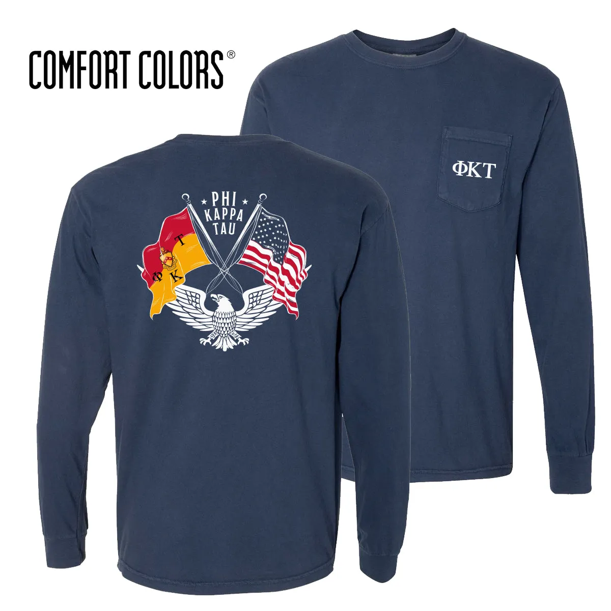 Phi Tau Comfort Colors Navy Patriot tee