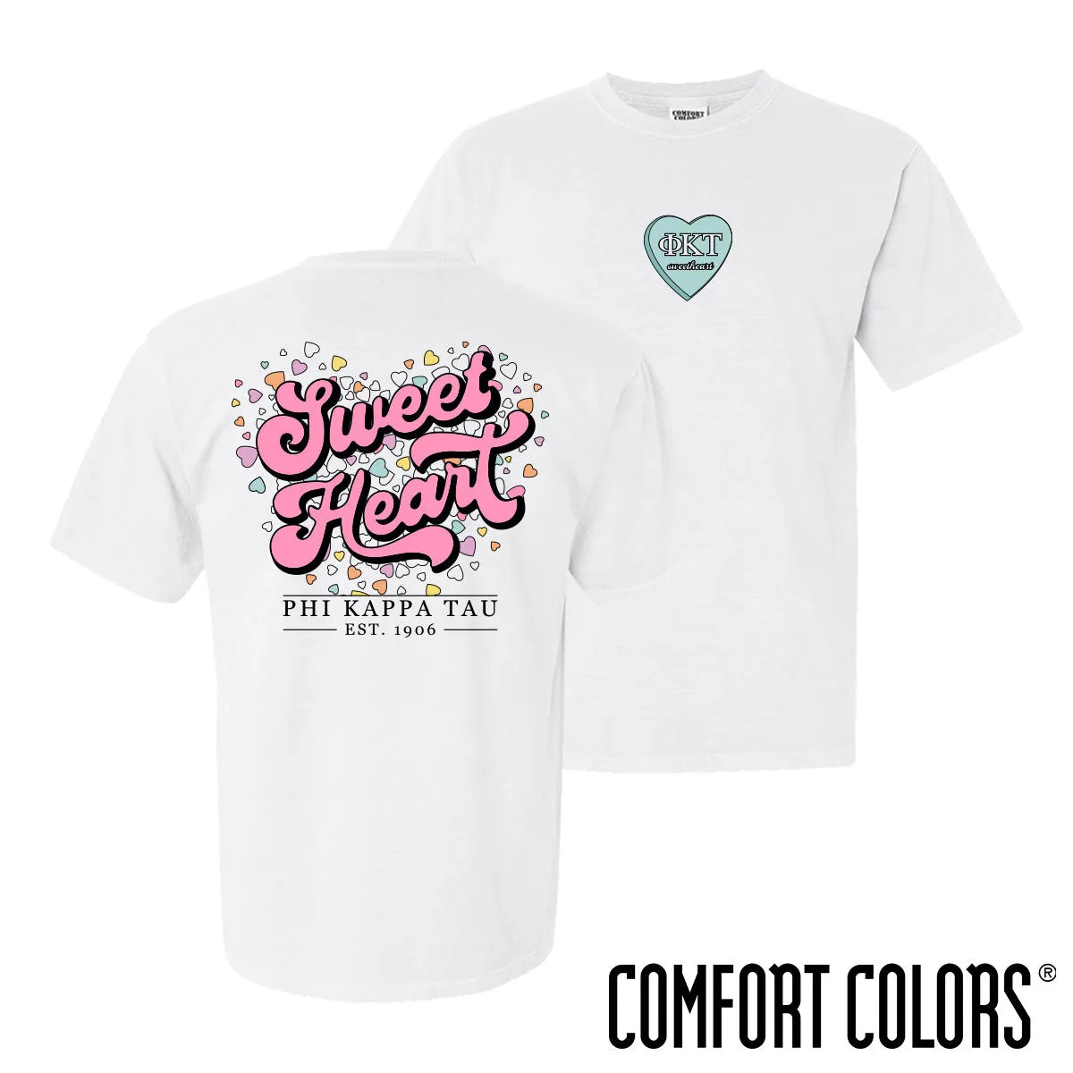 Phi Tau Comfort Colors Sweetheart White Short Sleeve Tee