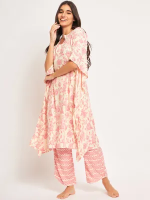 Pink Floral Kaftan Coord Set