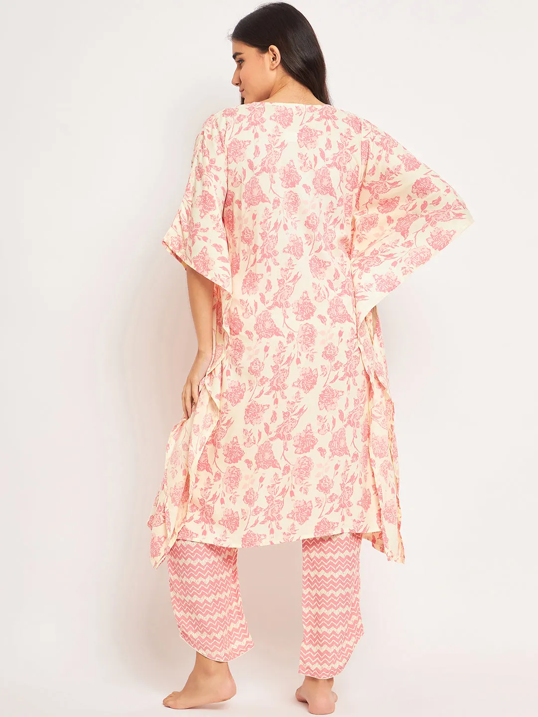 Pink Floral Kaftan Coord Set