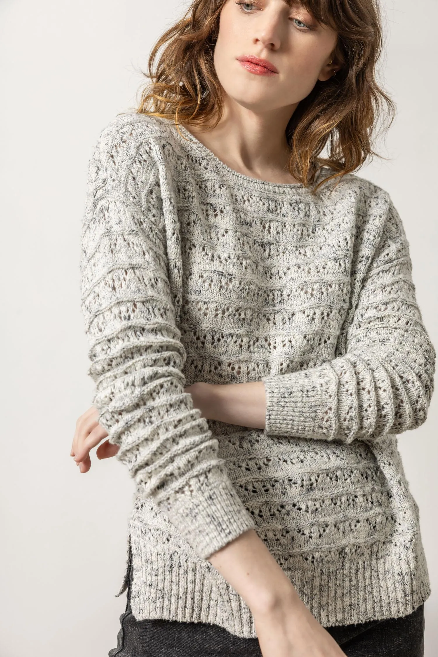 Pointelle Boatneck Sweater