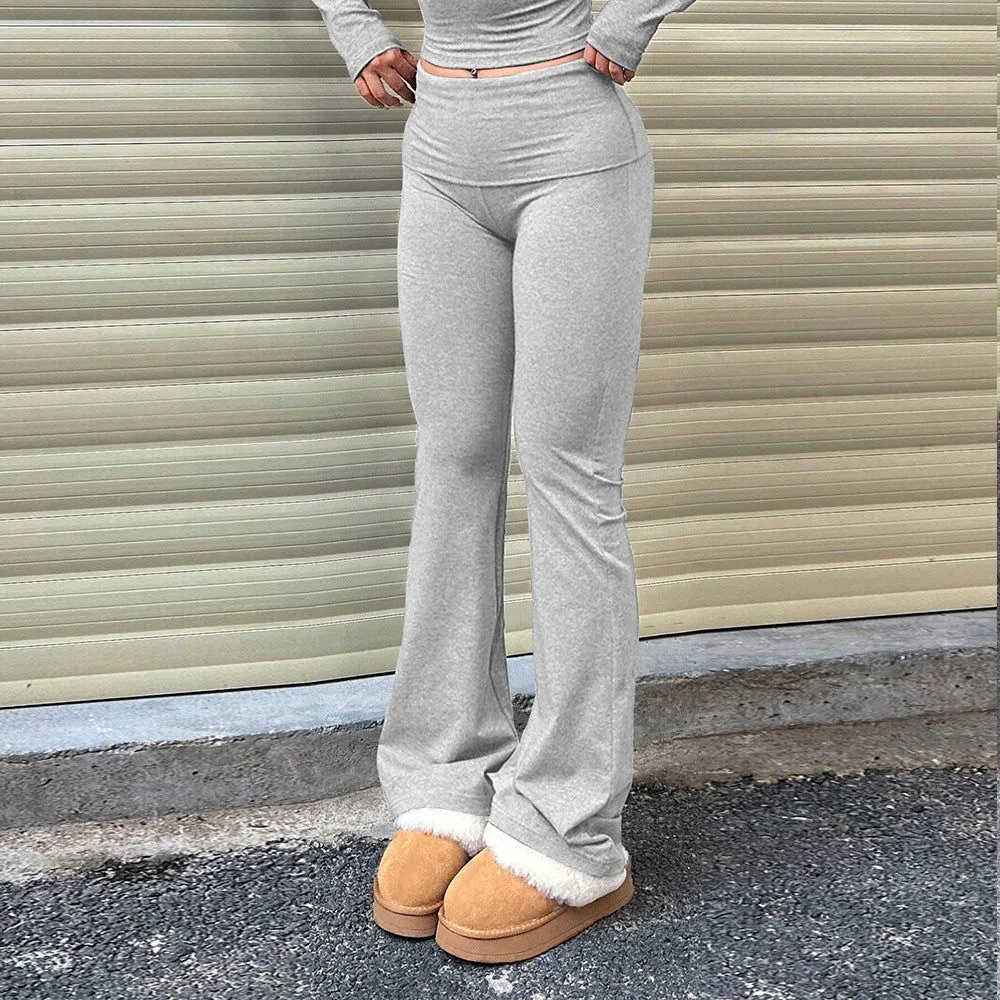 Popular Sexy Slim Knit Design Wide Waist Head Slimming Bootcut Pants