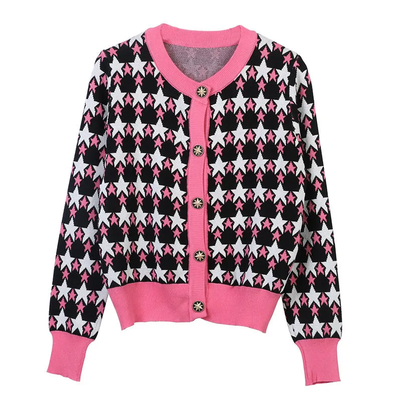 Pre Order:  Casual Star Button Down Knitted Cardigan