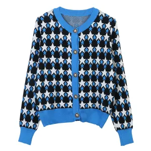 Pre Order:  Casual Star Button Down Knitted Cardigan