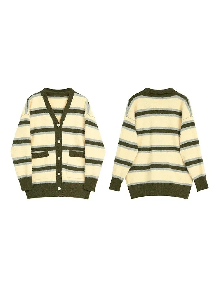 Pre Order:  Tri-Color Striped Oversized Knit Sweater