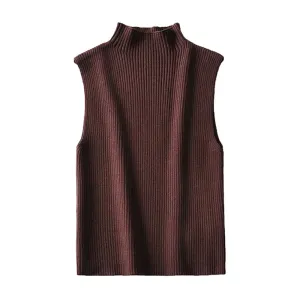 Pre Order:  Turtle Neck Sleeveless Ribbed Chic Vest