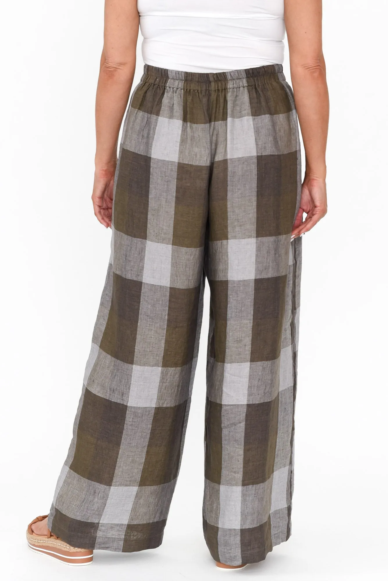 Romney Chocolate Check Linen Pocket Pants