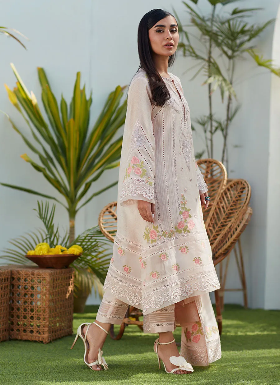 Sia Blush Cross Stitch Cotton Net Shirt and Dupatta