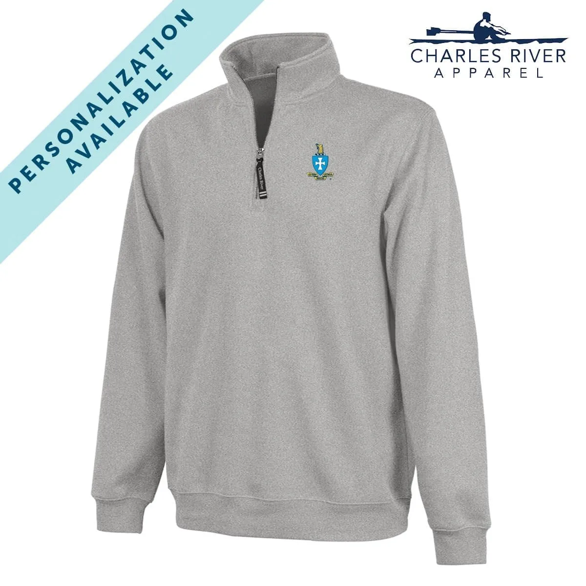 Sigma Chi Embroidered Crest Gray Quarter Zip