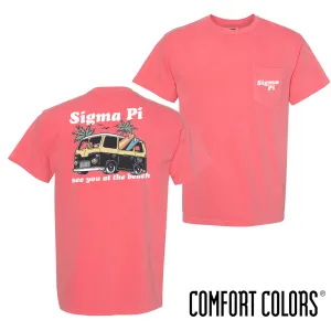 Sigma Pi Comfort Colors Groovy Beach Short Sleeve Pocket Tee