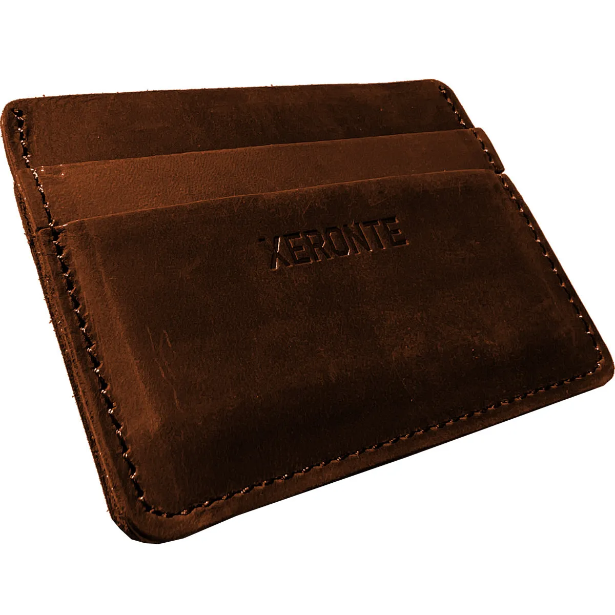 Slim Dark Brown Leather Credit Card Holder Wallet