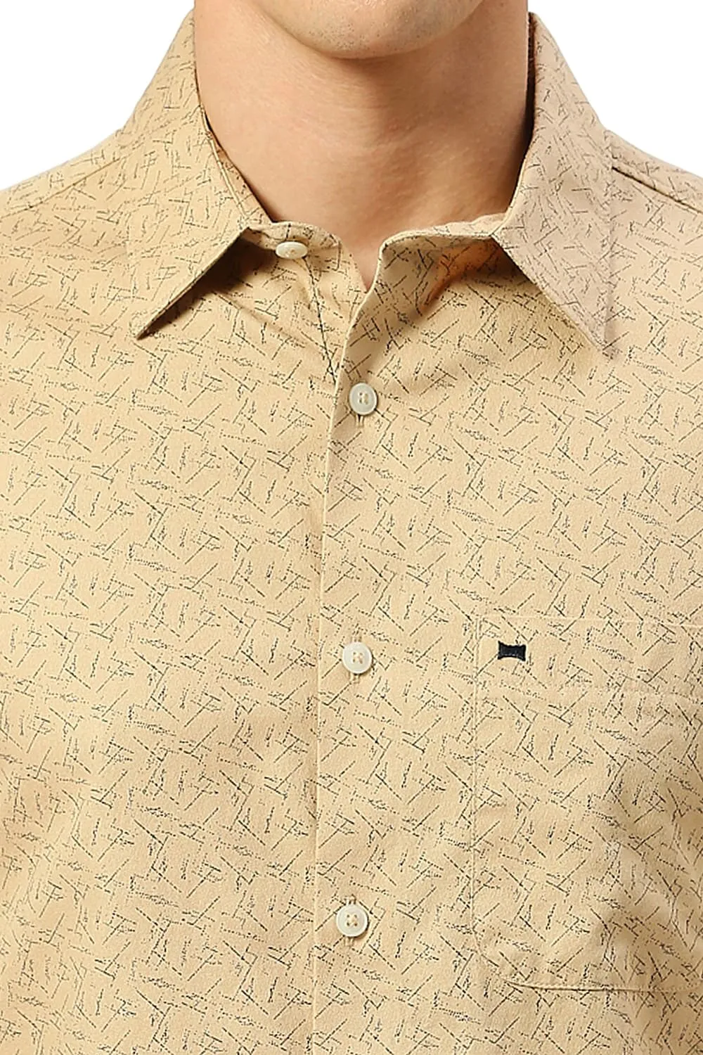 Slim Fit Cotton Crepe Printed Shirt