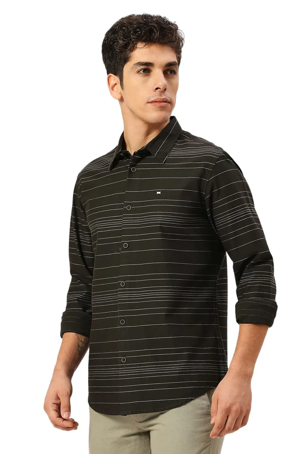 Slim Fit Cotton Grindle Stripe Shirt