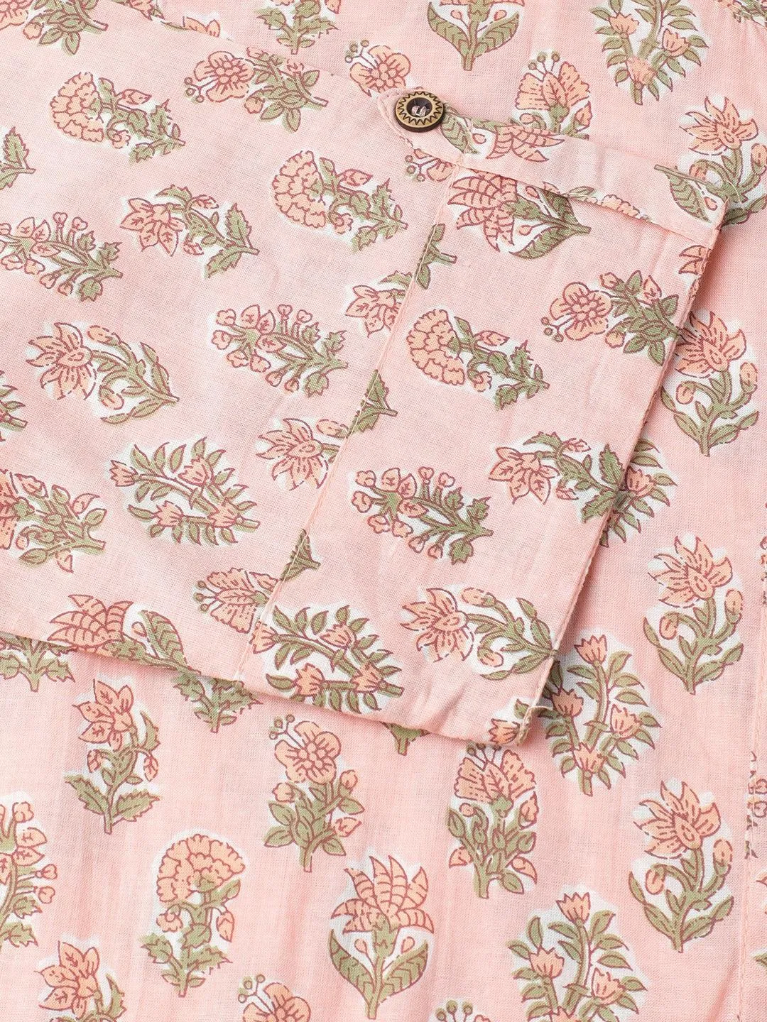 Soft Pink Floral Printed Straight Kurta