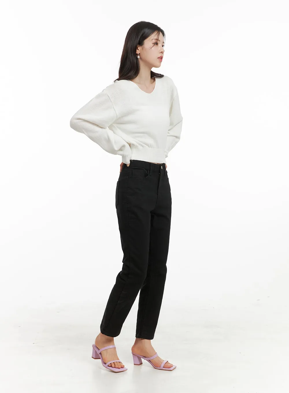 Straight Fit Cropped Pants OA419