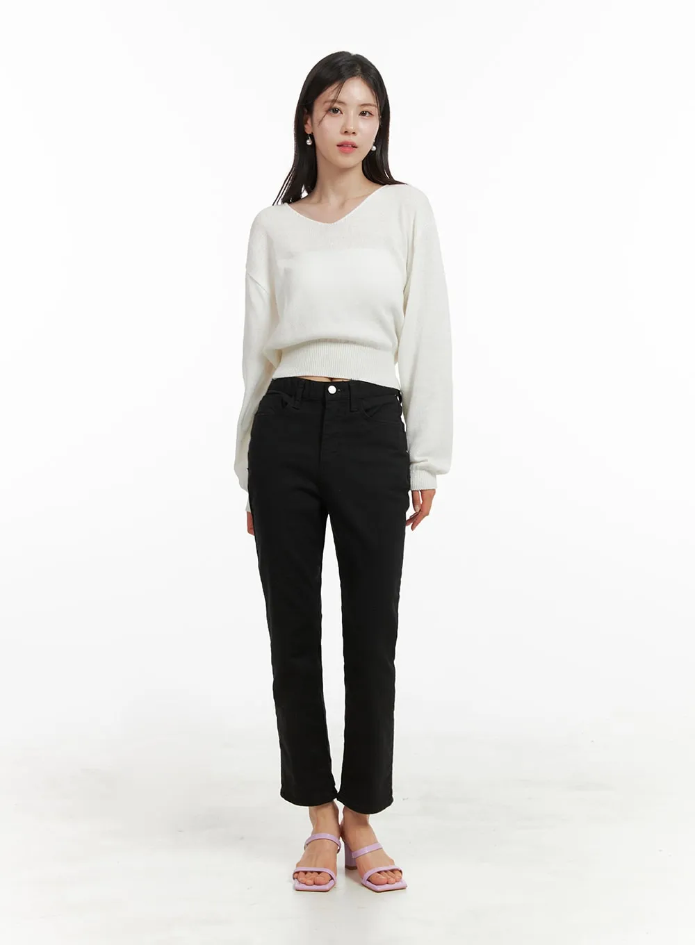 Straight Fit Cropped Pants OA419