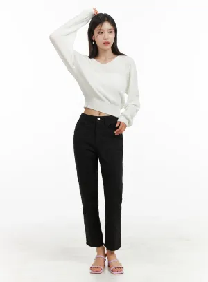 Straight Fit Cropped Pants OA419