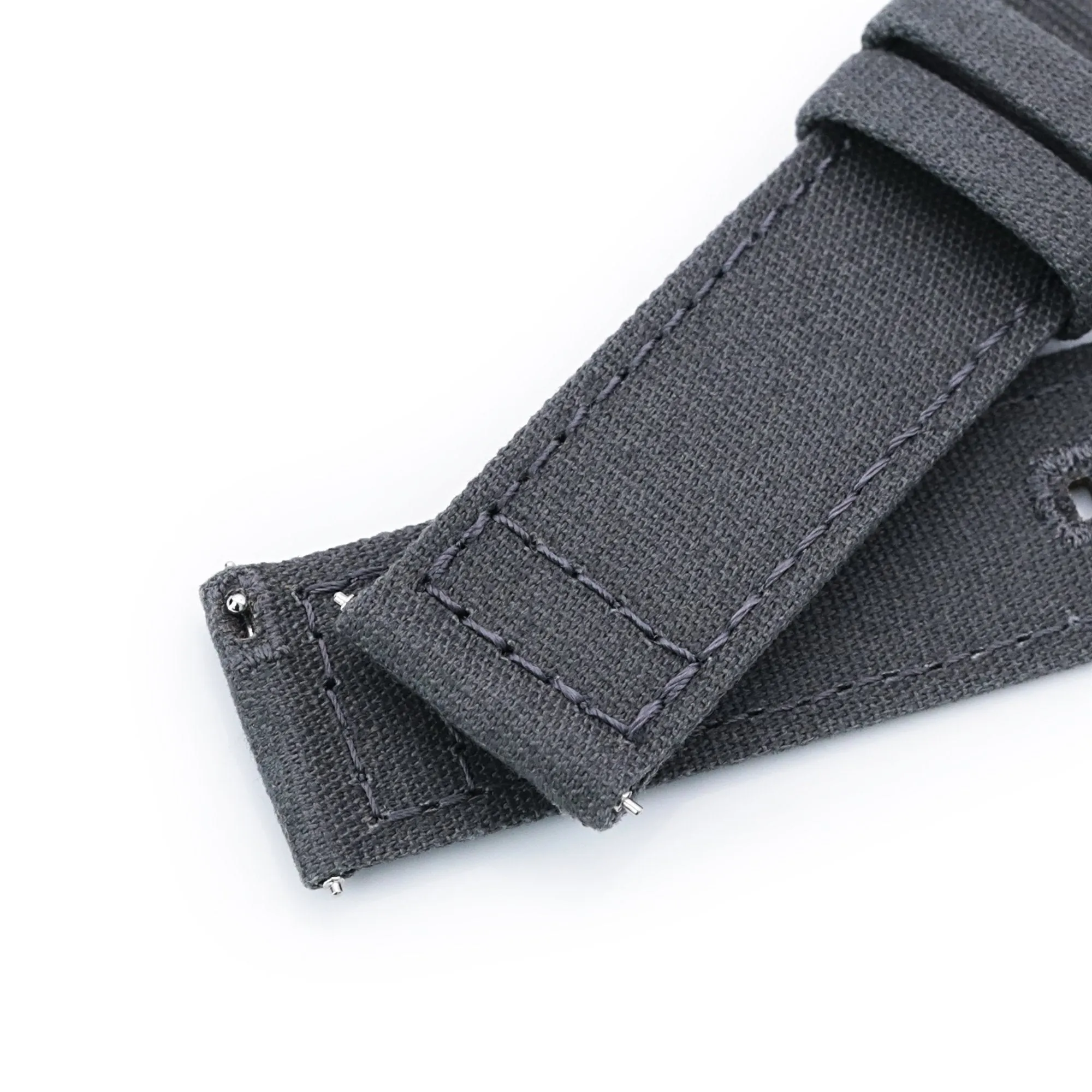 Straight Quick Release Canvas Watch Strap in Dark Grey, 20mm or 22mm