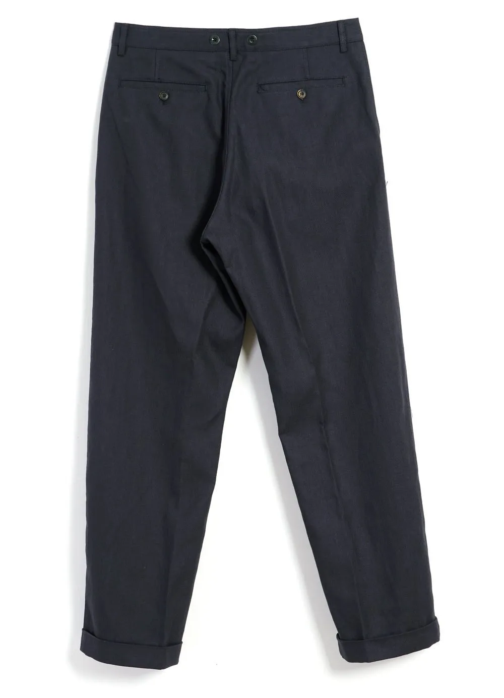 SUNE | Pleated Wide Cut Trousers | Dark Blue