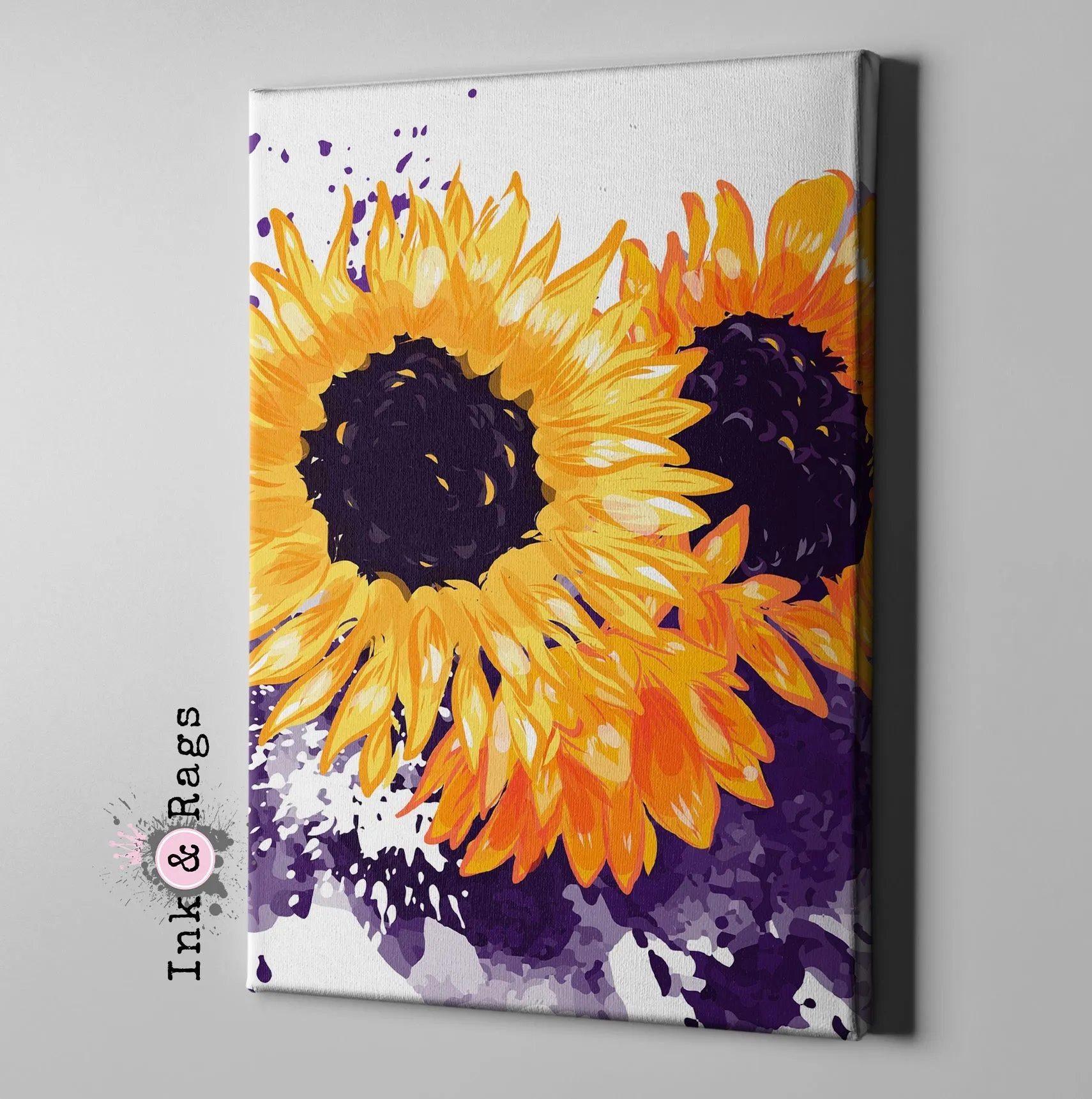 Sunflowers with a Splash of Purple Gallery Wrapped Canvas