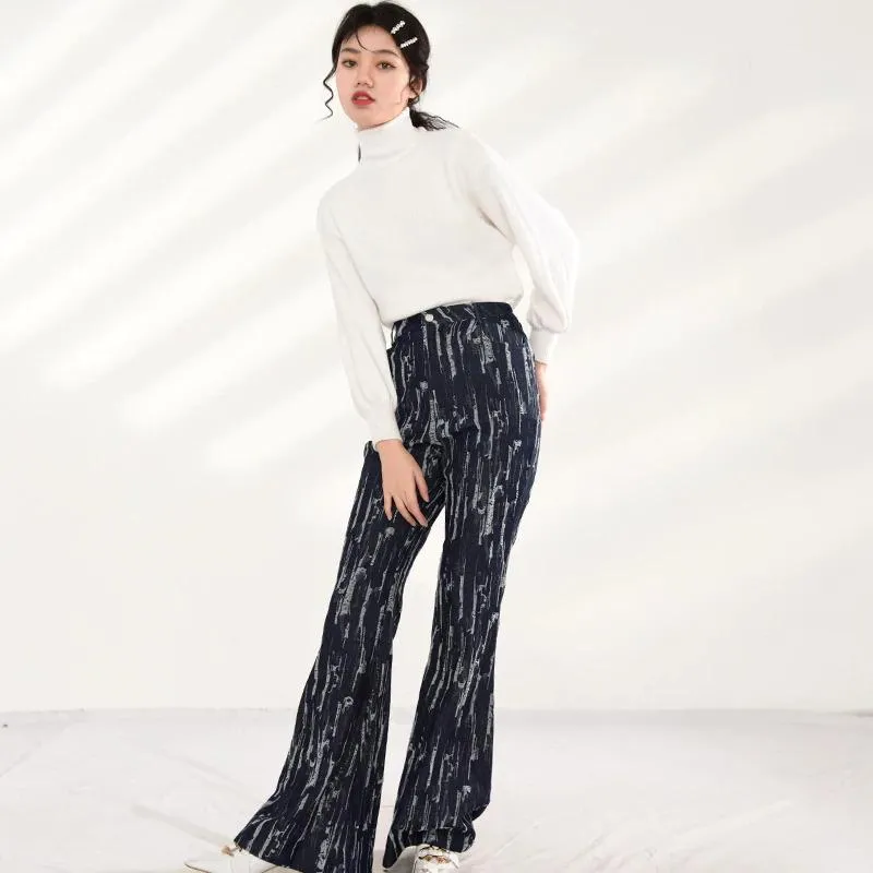 Takarra High Waist Denim Pants - Deep Blue