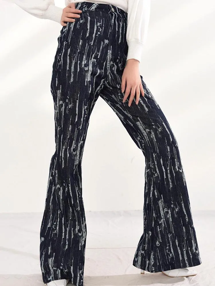 Takarra High Waist Denim Pants - Deep Blue