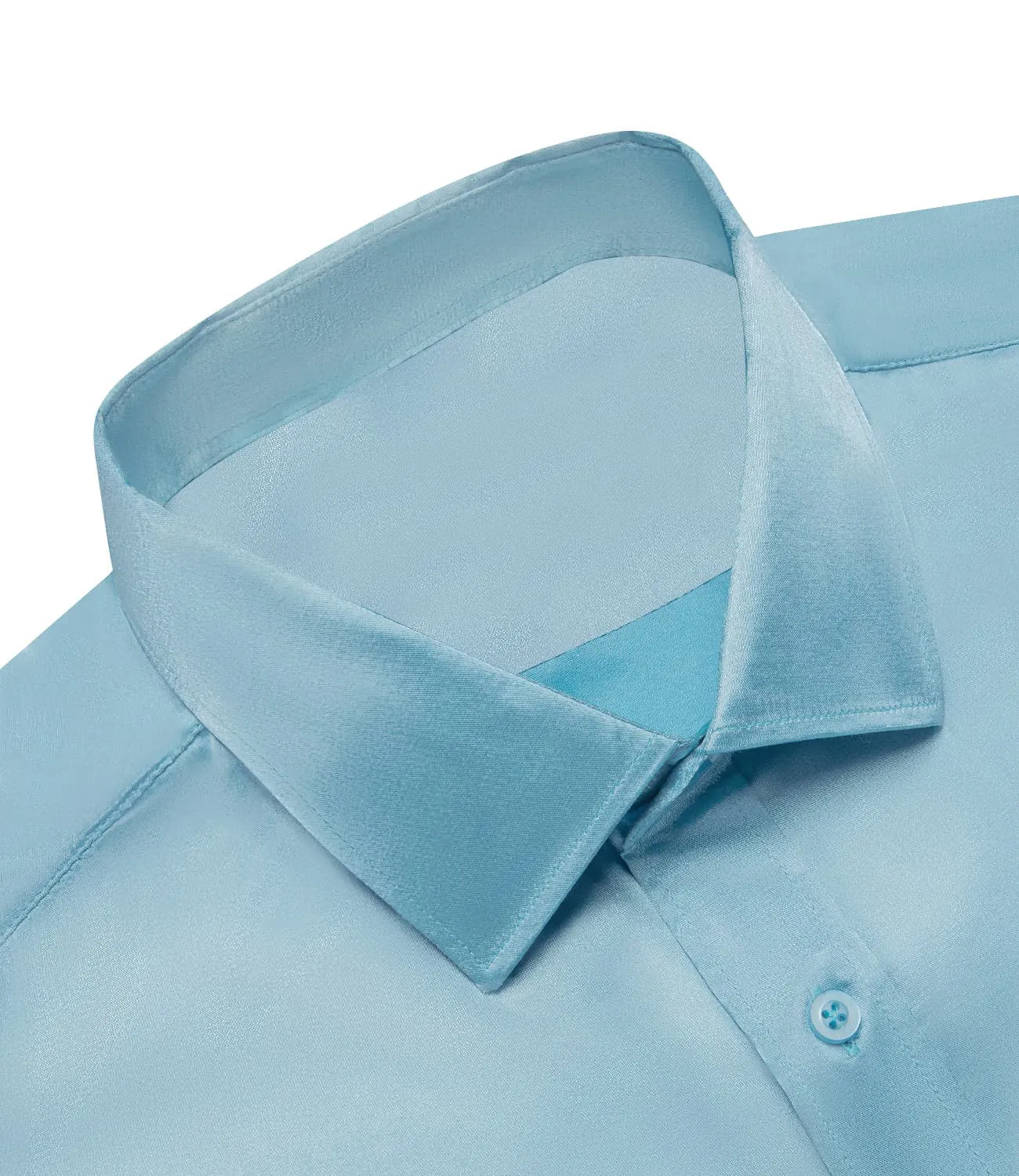 Ties2you Dress Shirt Design Arctic Blue Solid Mens Short Sleeve Button Down Shirt