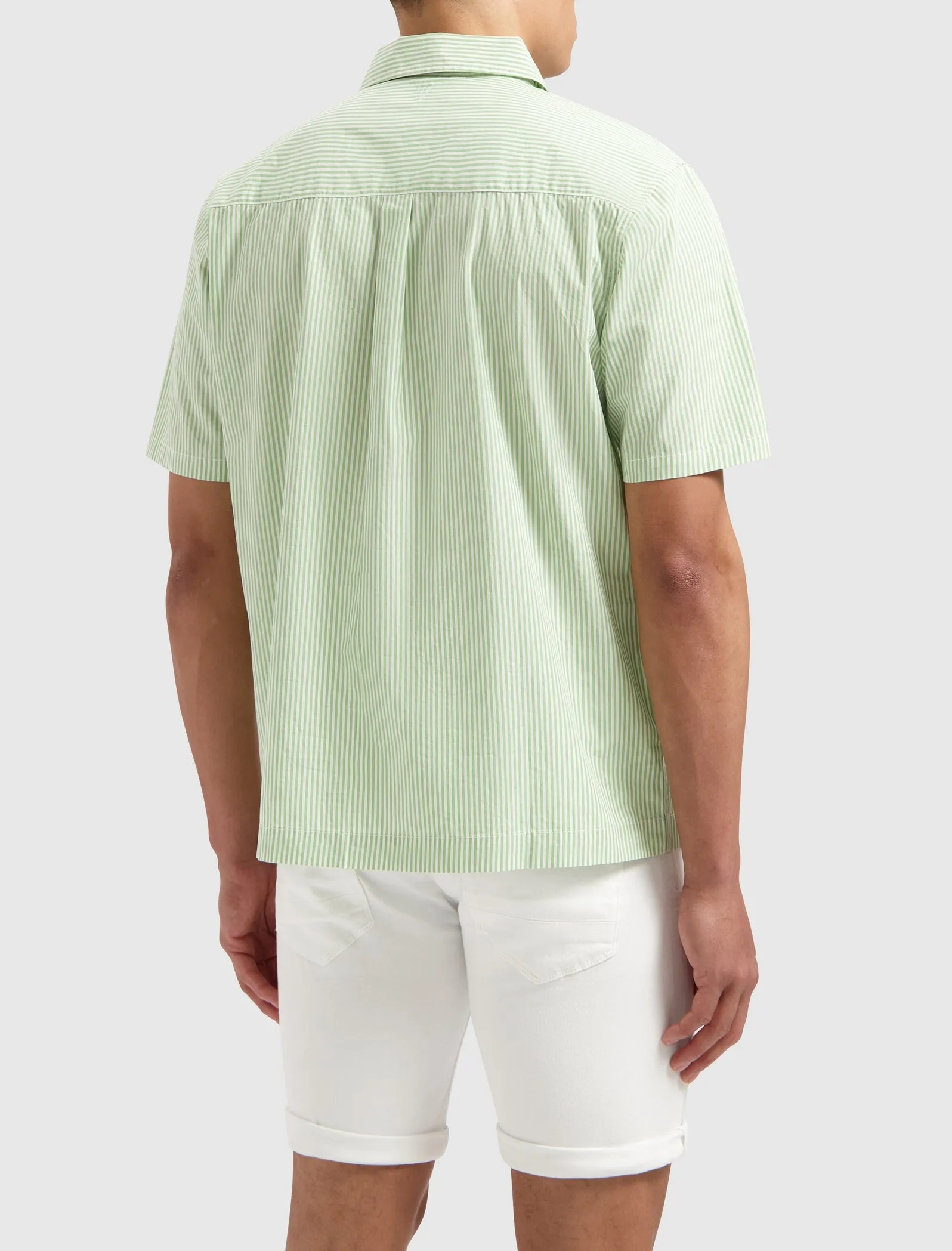 Vertical Striped Shortsleeve Shirt | Green