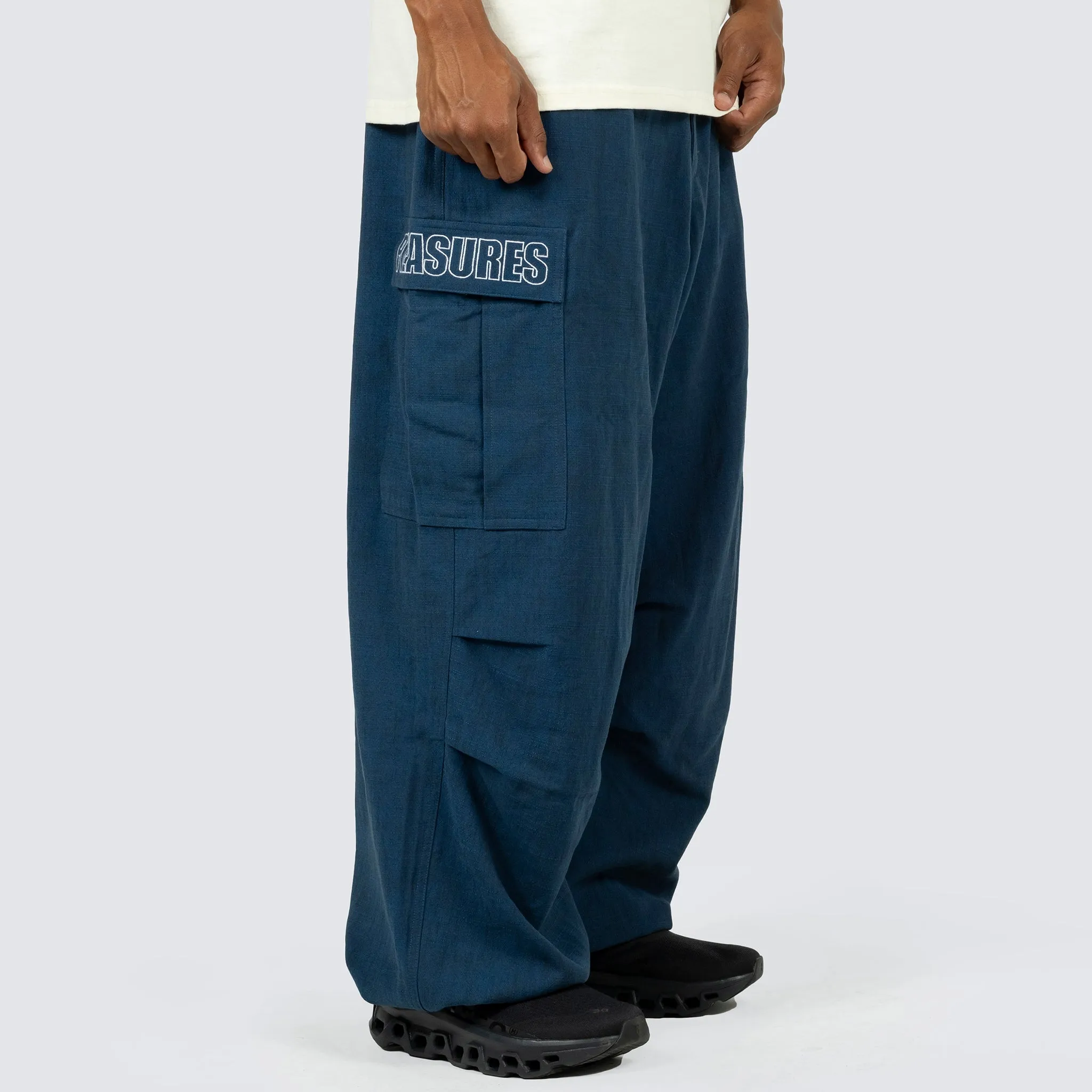 VISITOR WIDE FIT CARGO PANTS (Washed Navy)