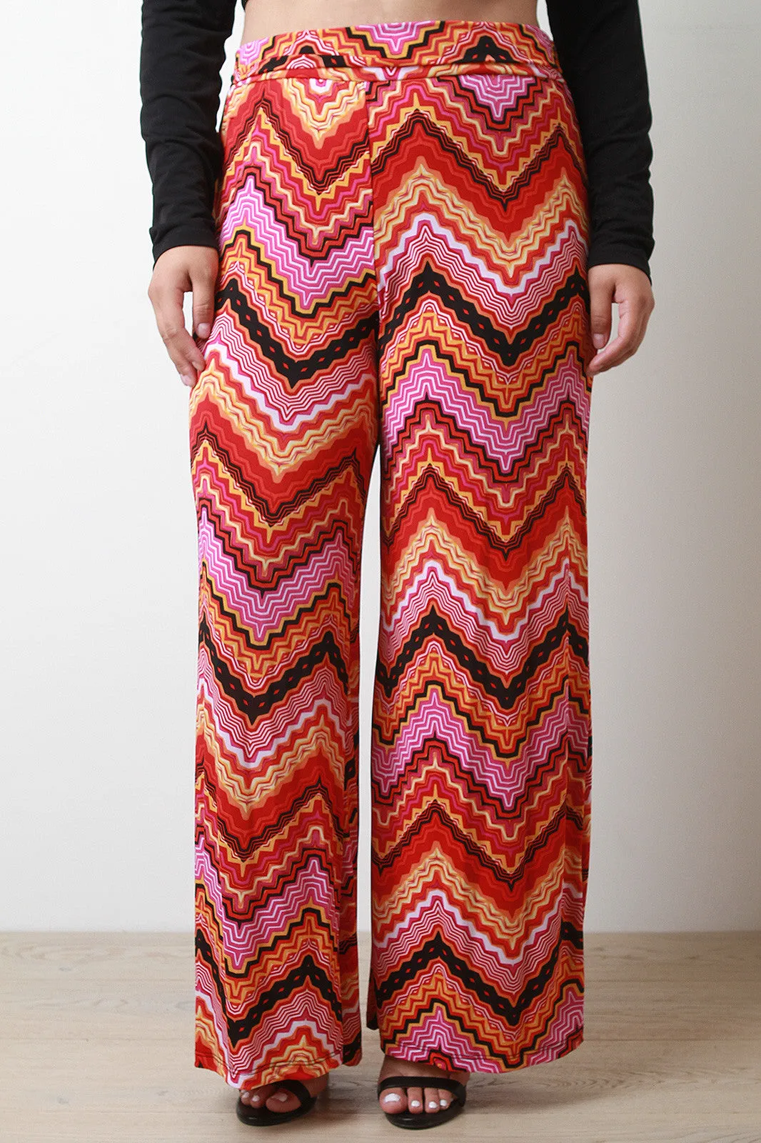 Wavy Chevron Wide Leg Pants