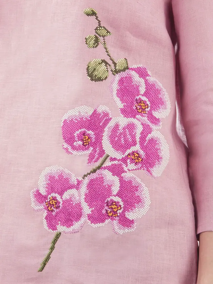 Women's blouse with orchid embroidery