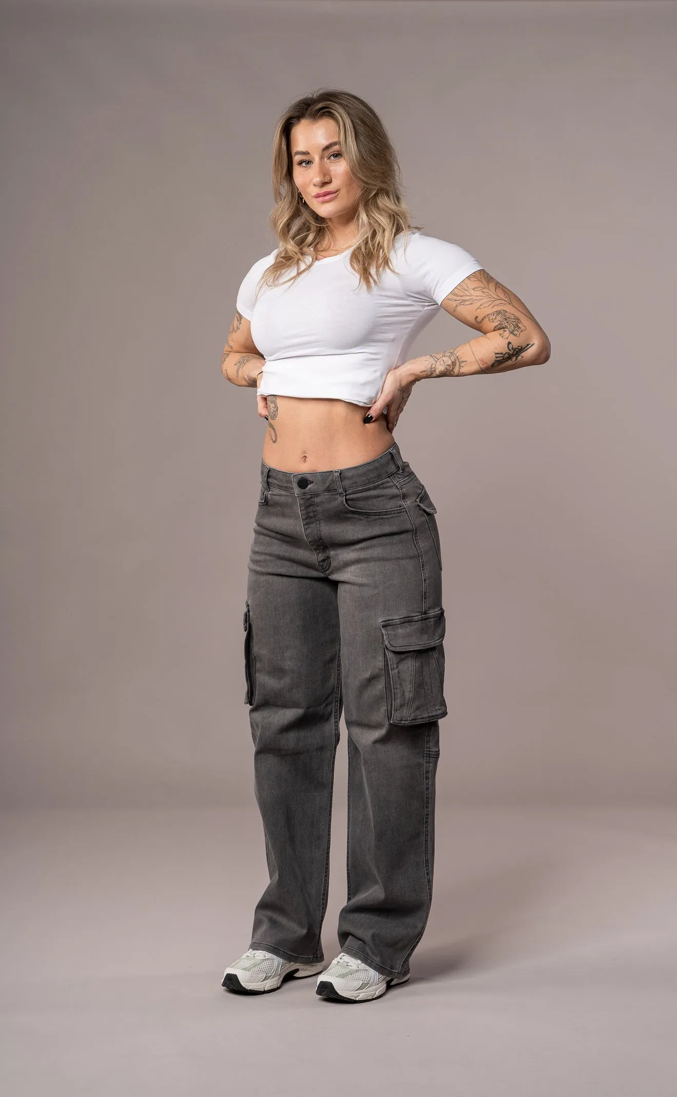 Womens Cargo Fitjeans - Grey