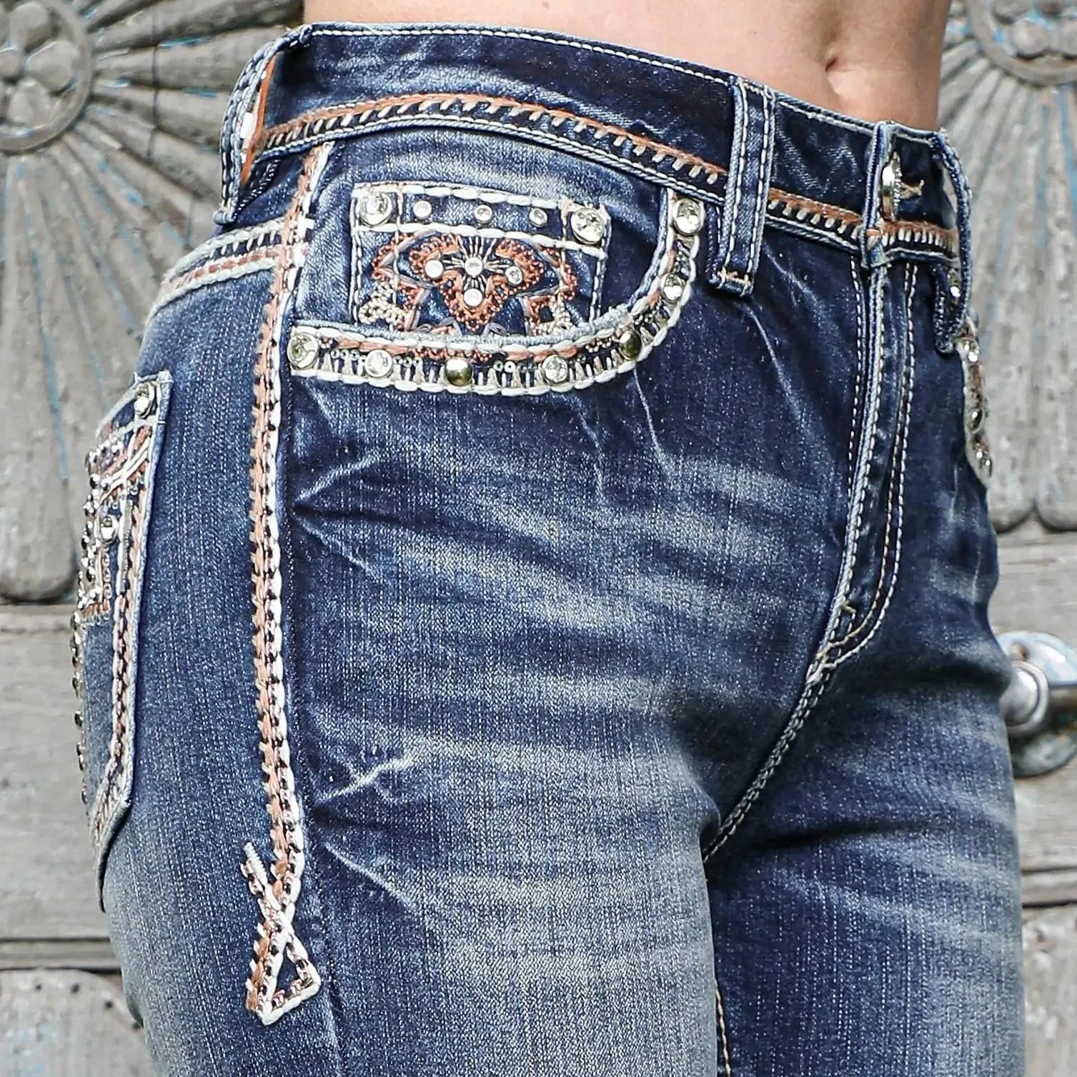 Women’s Embellished Mid-Rise Bootcut Jeans