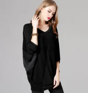 Womens Wide Neck Batwing Top